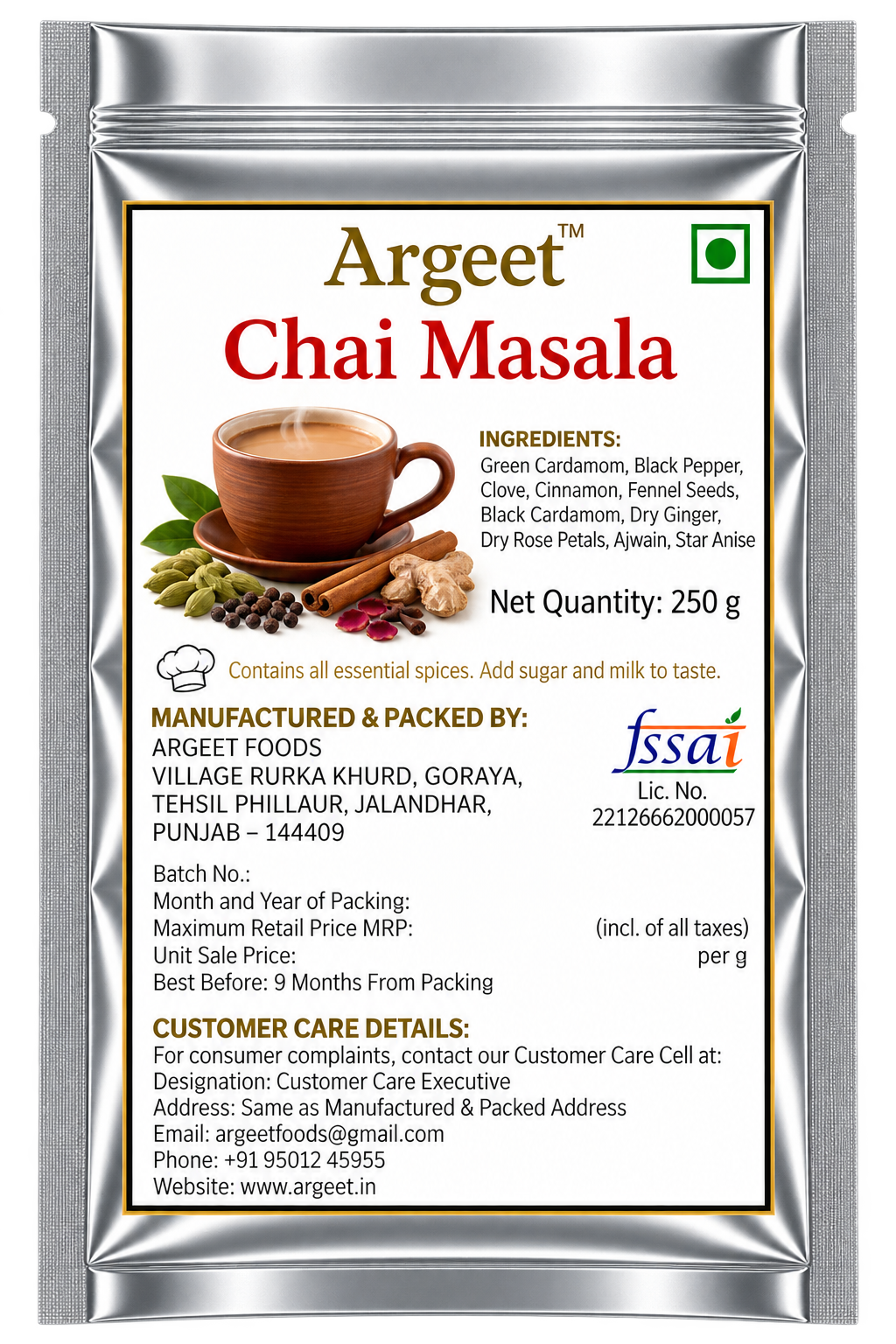 Argeet Chai Masala Pouch