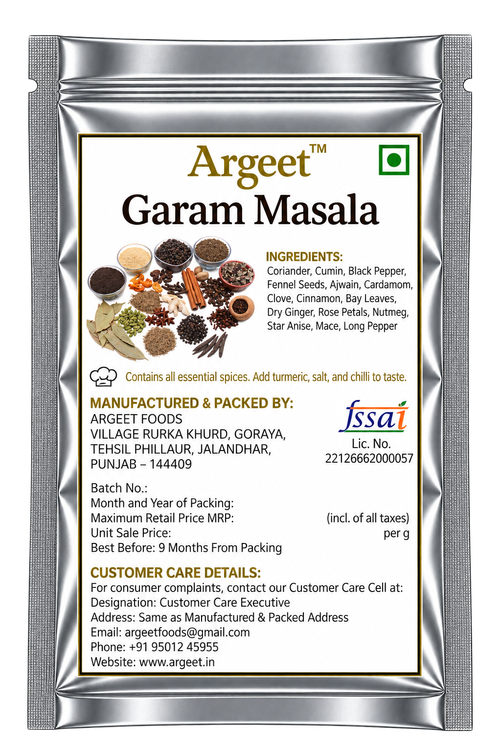 Argeet Garam Masala Pouch