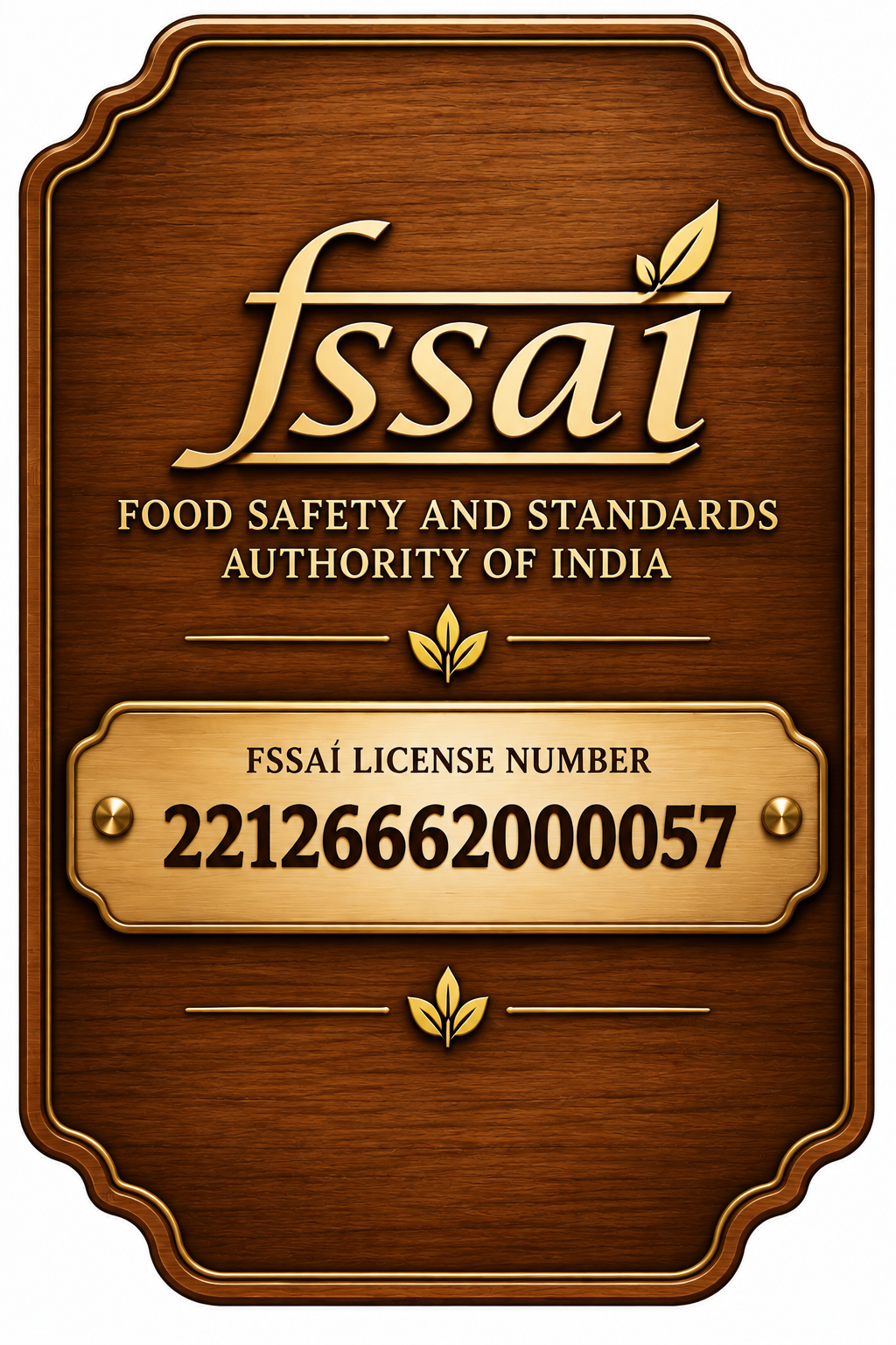 Argeet FSSAI License Number Plate